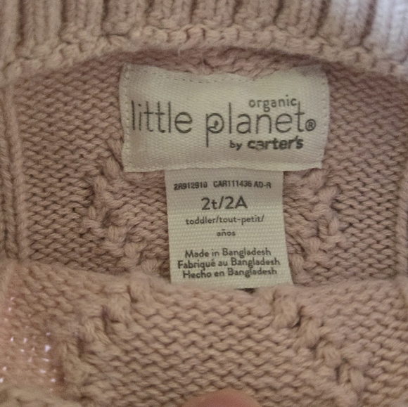 Little Planet Toddler Girls Organic Cotton Cable Knit Sweater- Size 2T - Picture 4 of 5